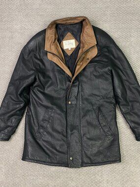 Vintage Remy Leather Jacket Mens 38 Black Brown Lambskin Buttery Soft